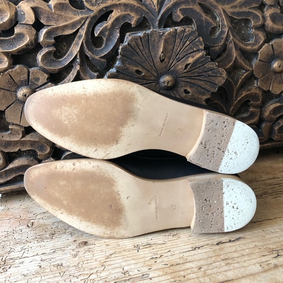 EVERLANE The Modern Loafer Flats Black Matte Leather RARE White Heel Stripe Sz 7 - Picture 15 of 16